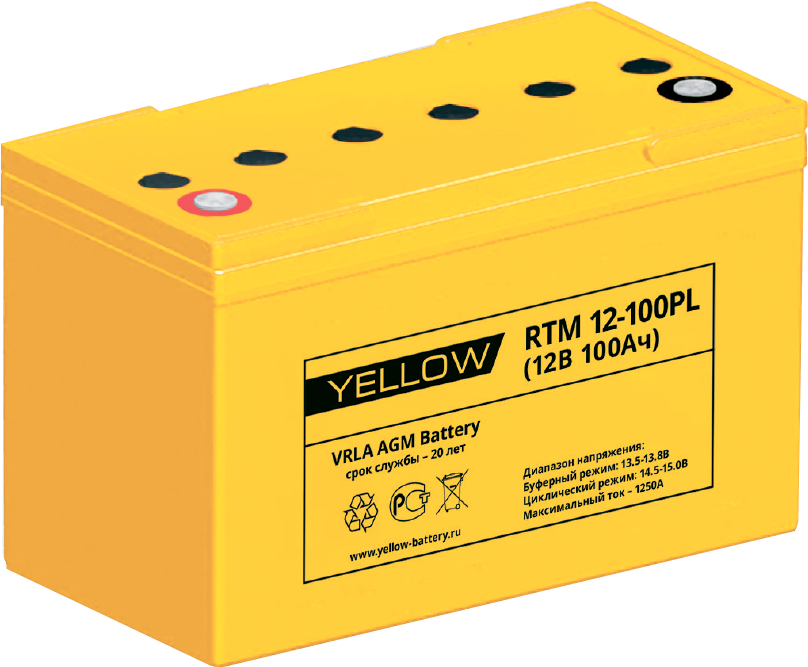 Аккумуляторная батарея YELLOW RTM 12-100PL (YPL, 20 лет)