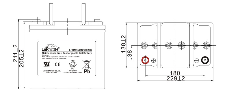 Аккумуляторная батарея Leoch LPG 12-50