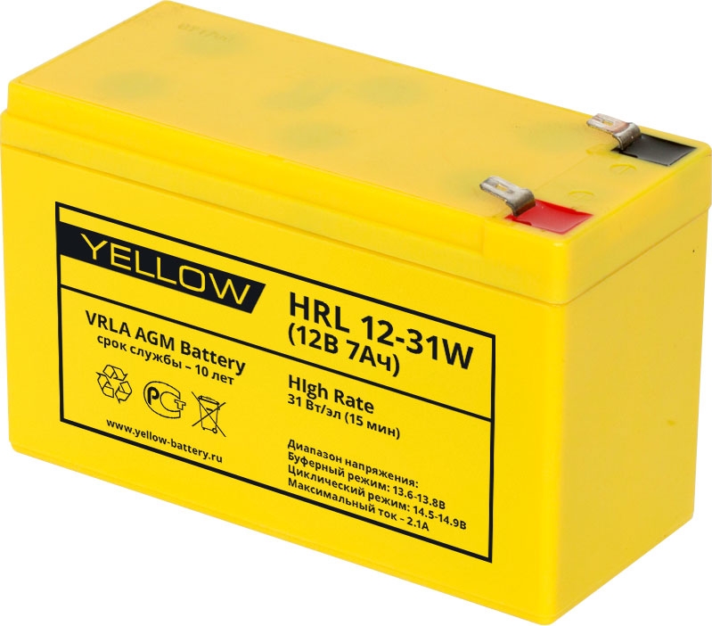 Аккумуляторная батарея YELLOW HRL 12-31W (7 Ач)